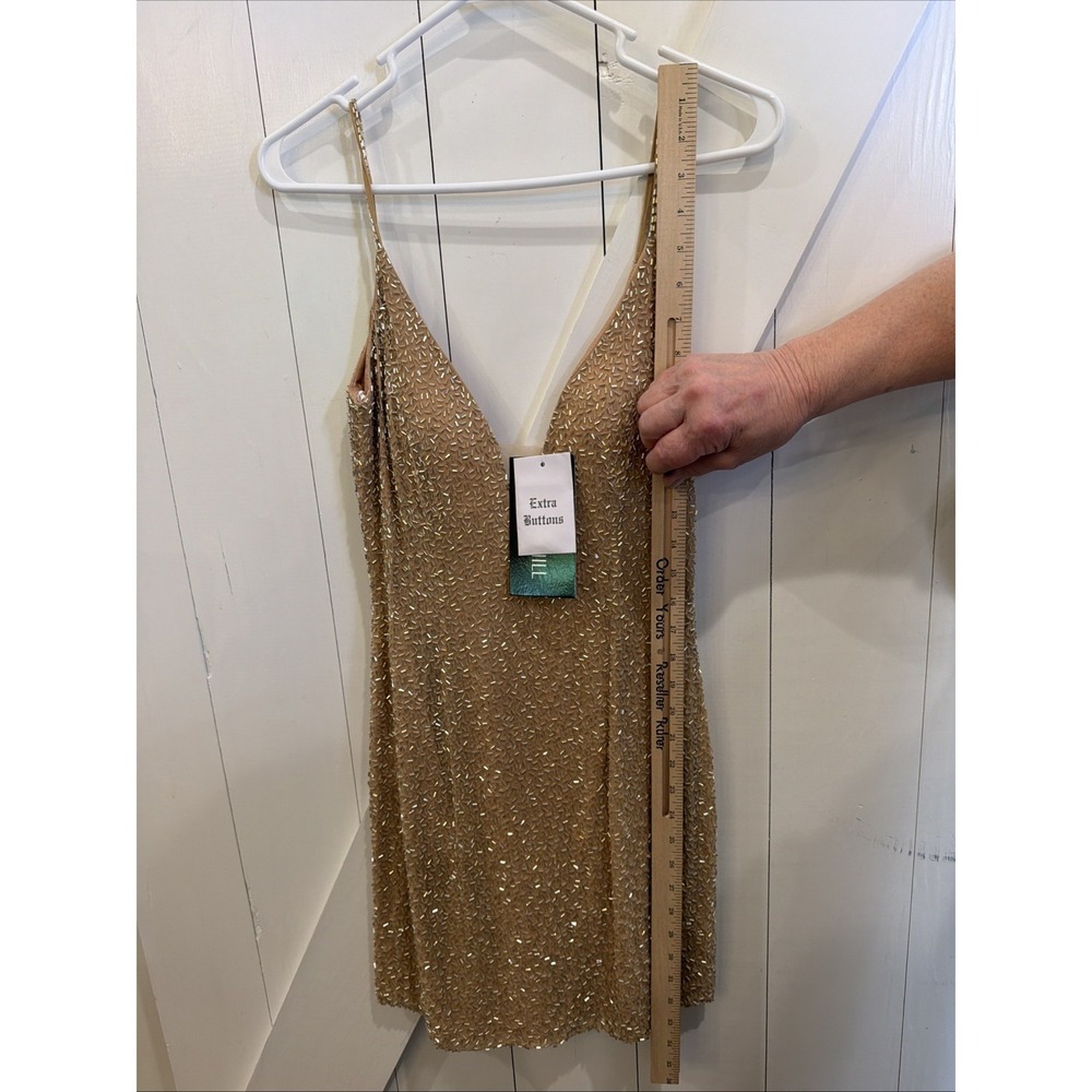 Sherri  Hill dress Bugle Beaded Size 4 NWT Nude Short Mini Sexy Party Cruise - Picture 14 of 15